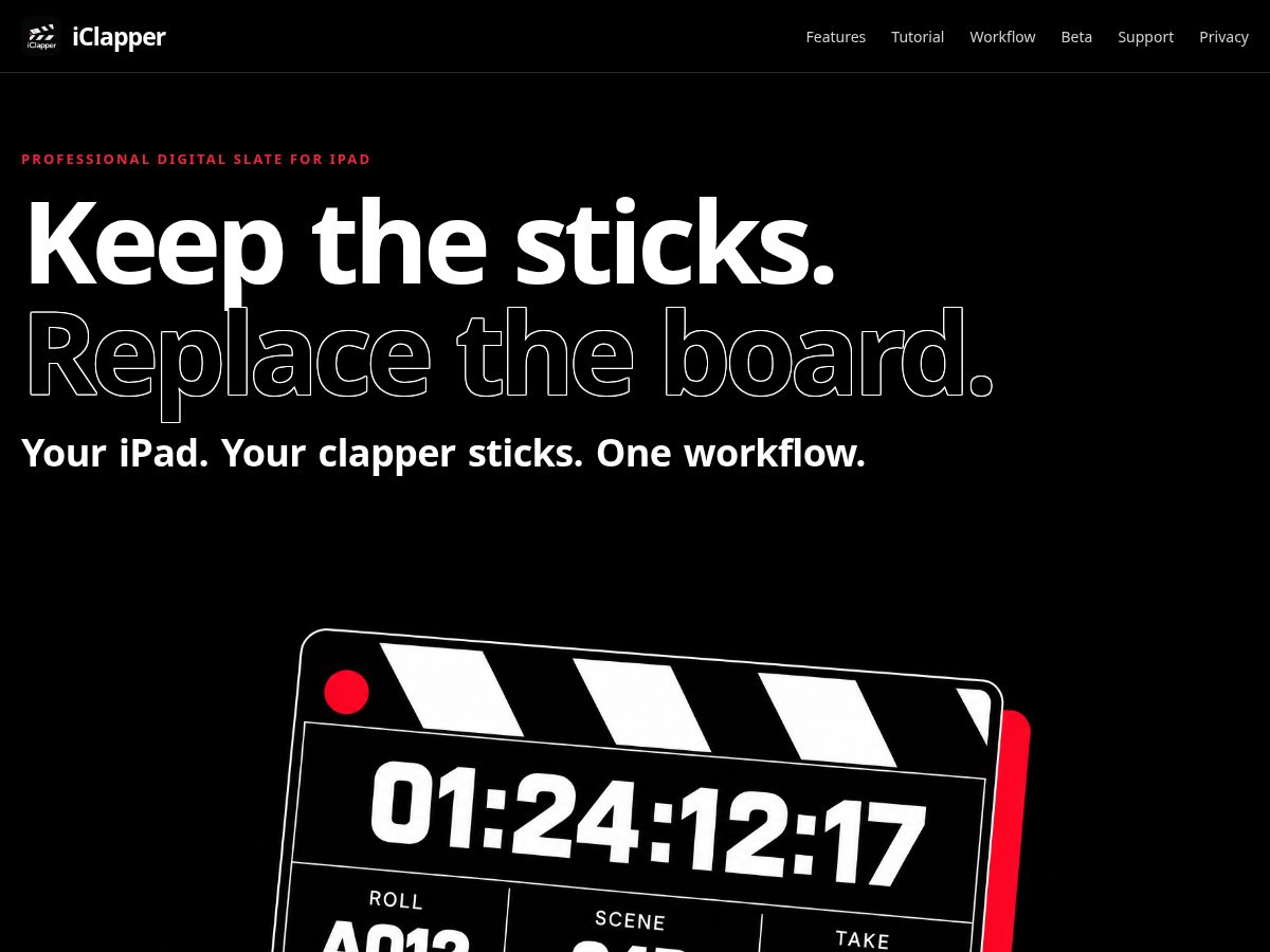 Landing-page snapshot of iclapper.app