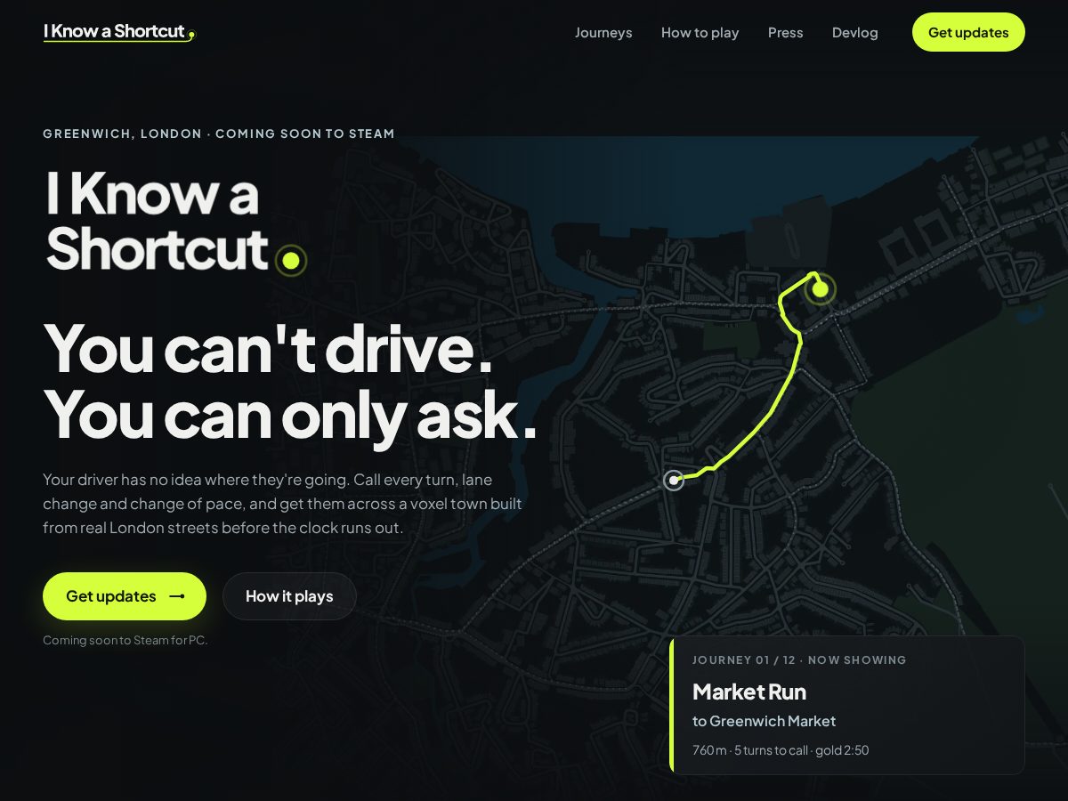 Landing-page snapshot of iknowashortcut.app