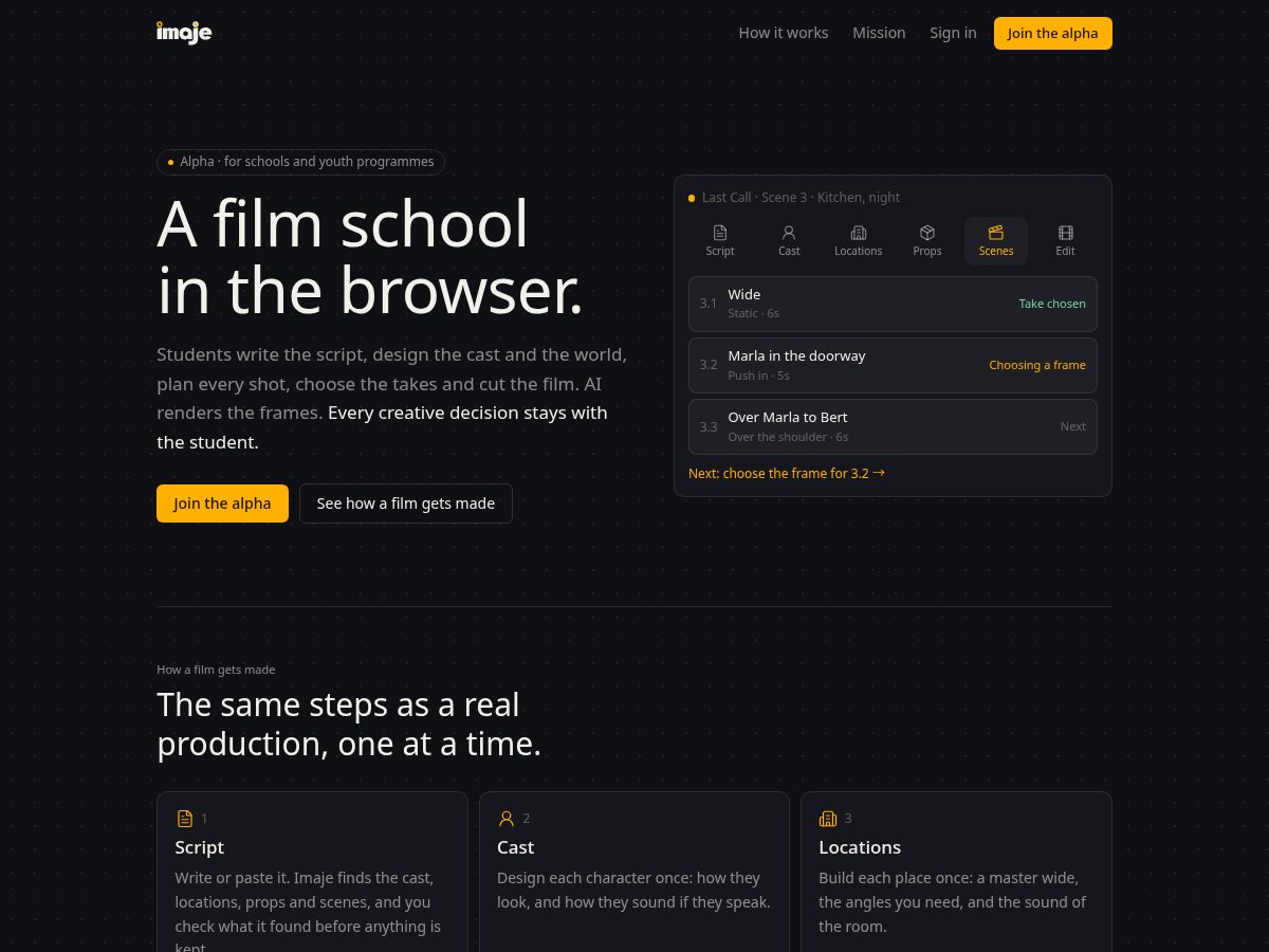 Landing-page snapshot of imaje.app