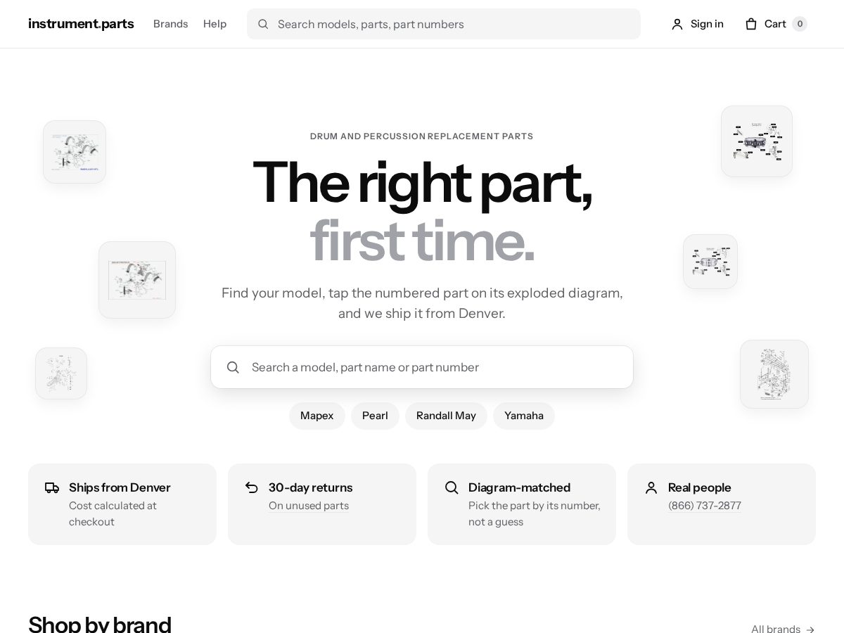 Landing-page snapshot of instruments.parts