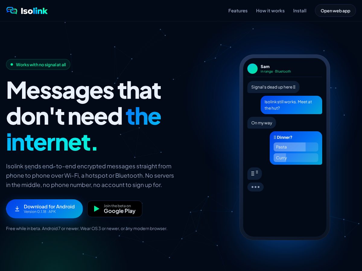 Landing-page snapshot of isolink.app