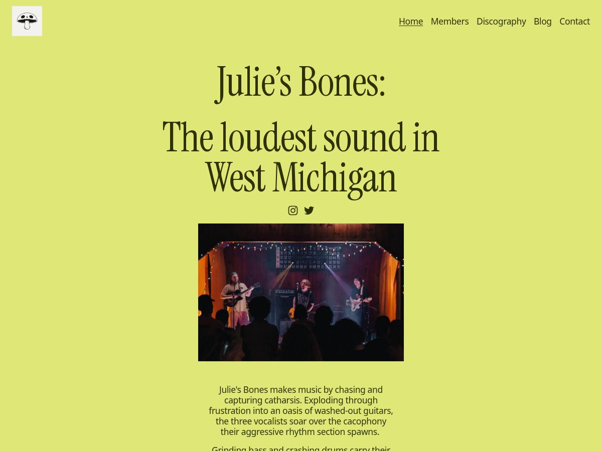 Landing-page snapshot of juliesbones.org