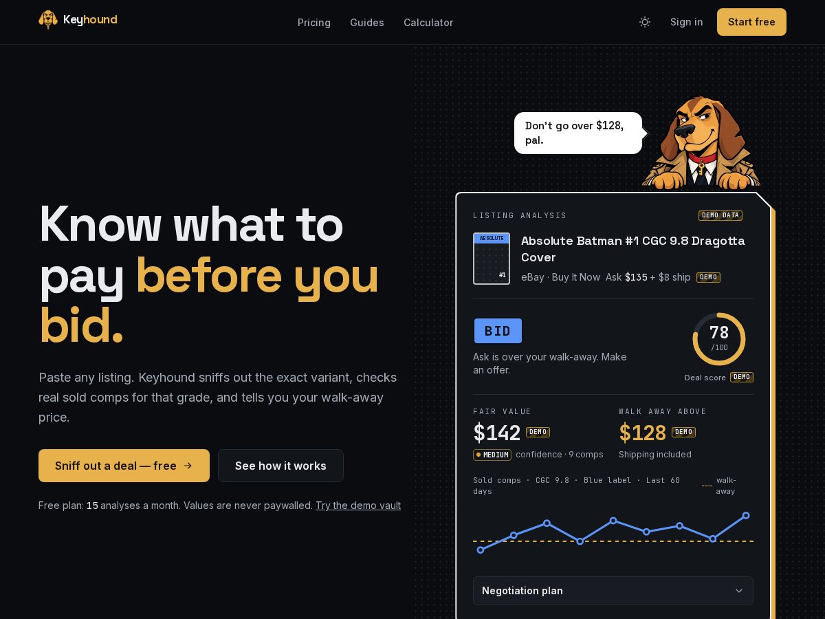Landing-page snapshot of keyhound.app