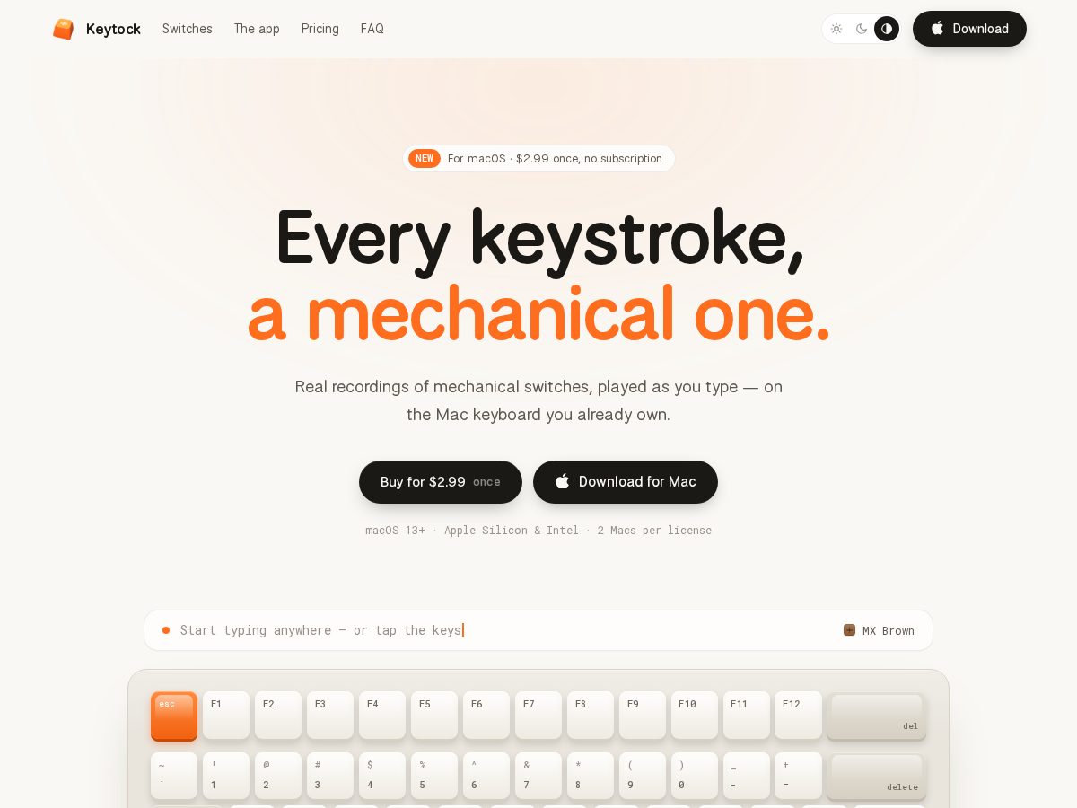 Landing-page snapshot of keytock.app