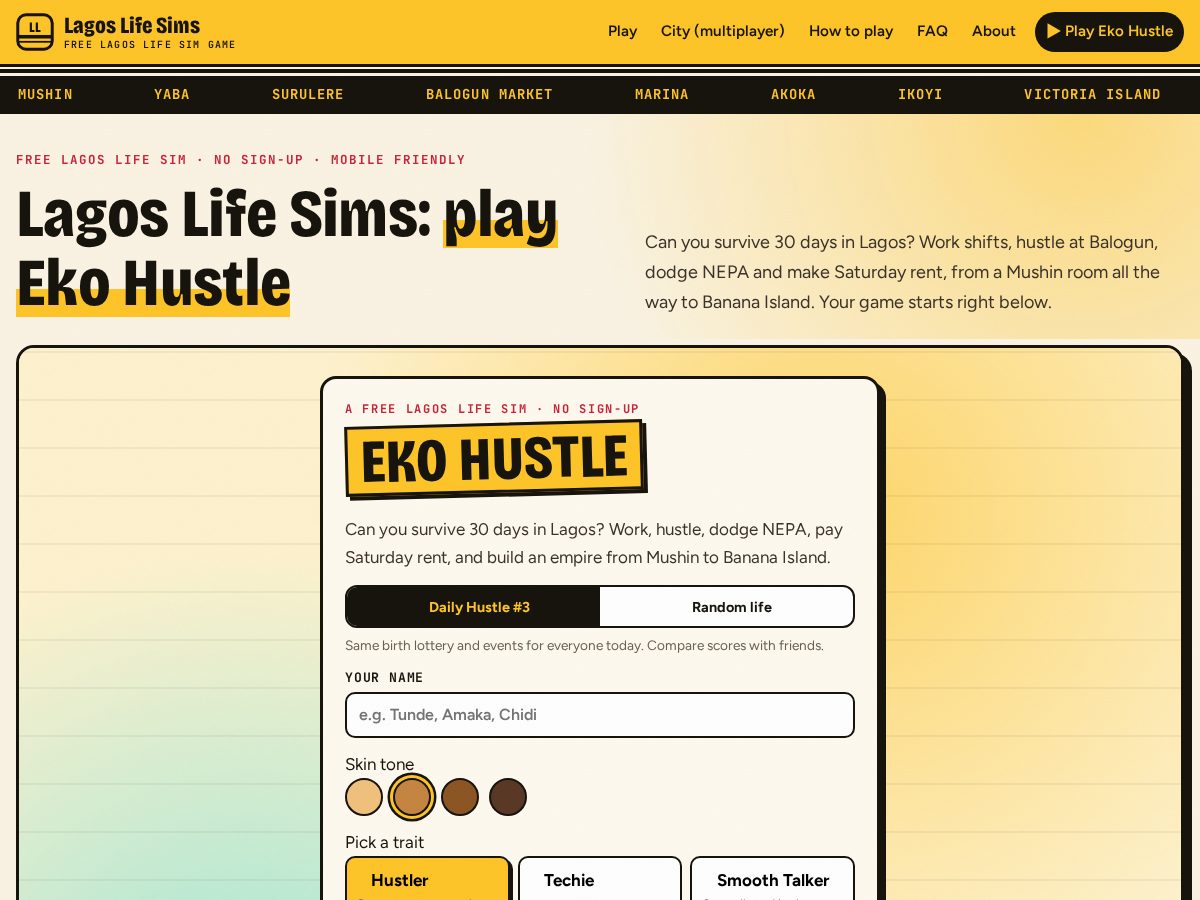 Landing-page snapshot of lagoslifesims.app