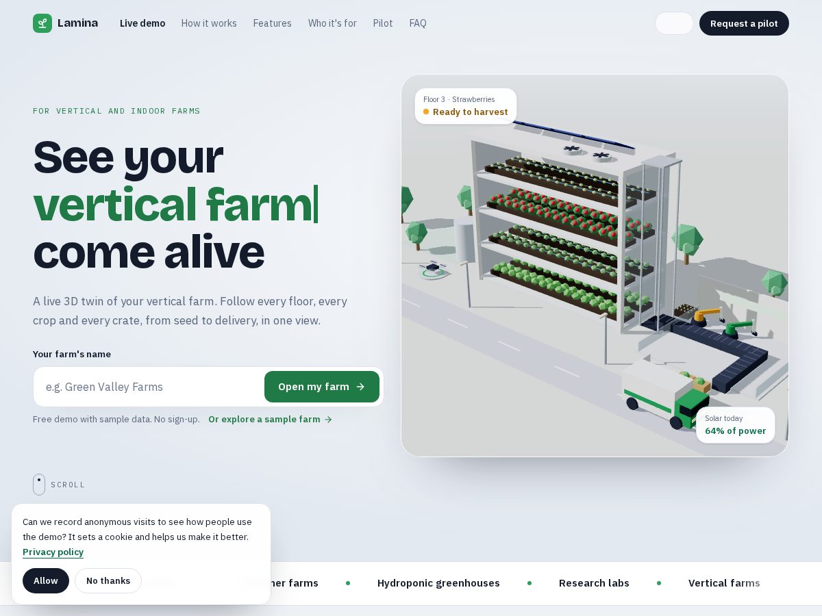 Landing-page snapshot of laminafarm.app