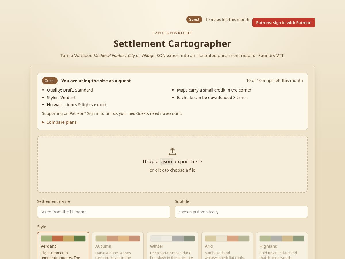 Landing-page snapshot of lanternwright.app