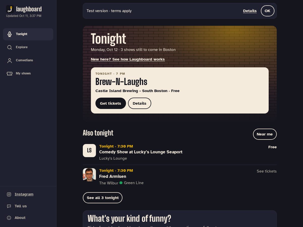 Landing-page snapshot of laughboard.app