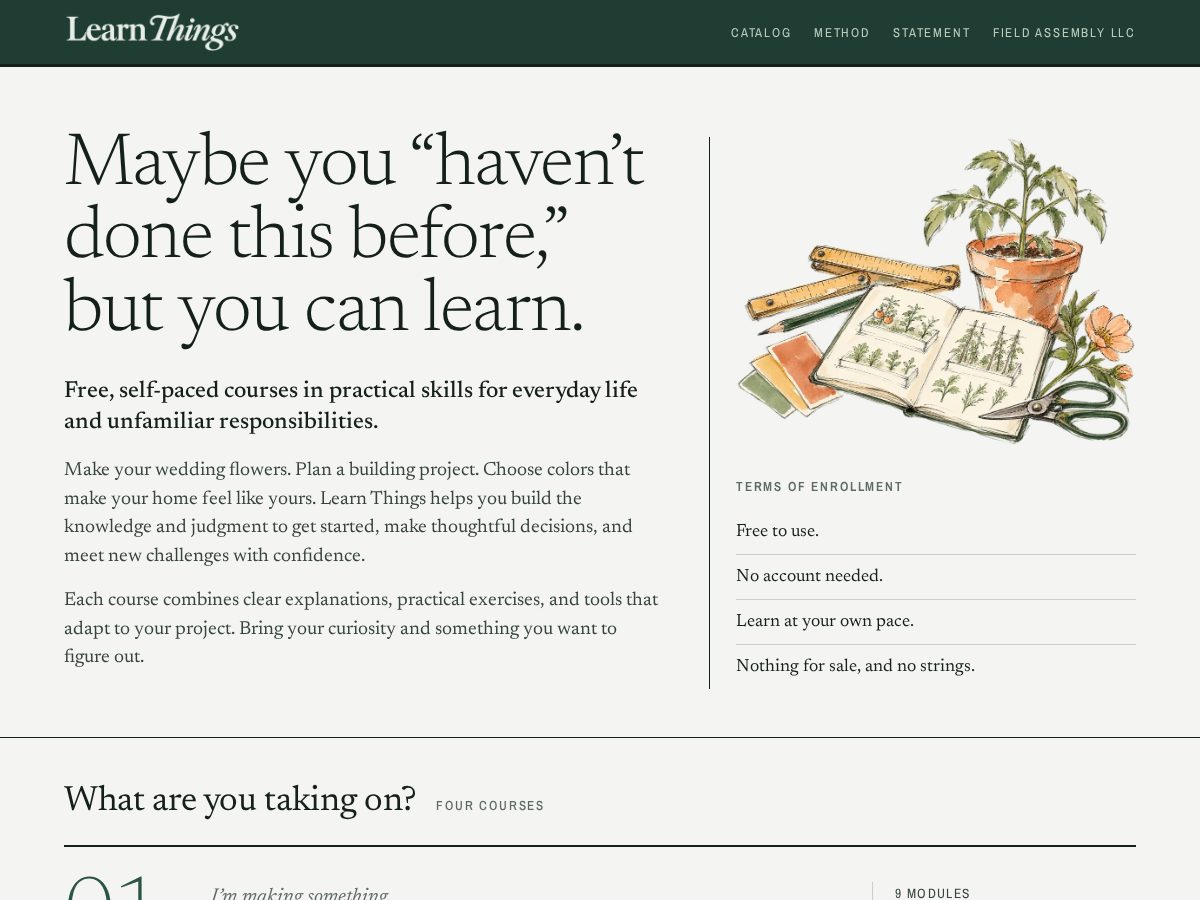 Landing-page snapshot of learnthings.online