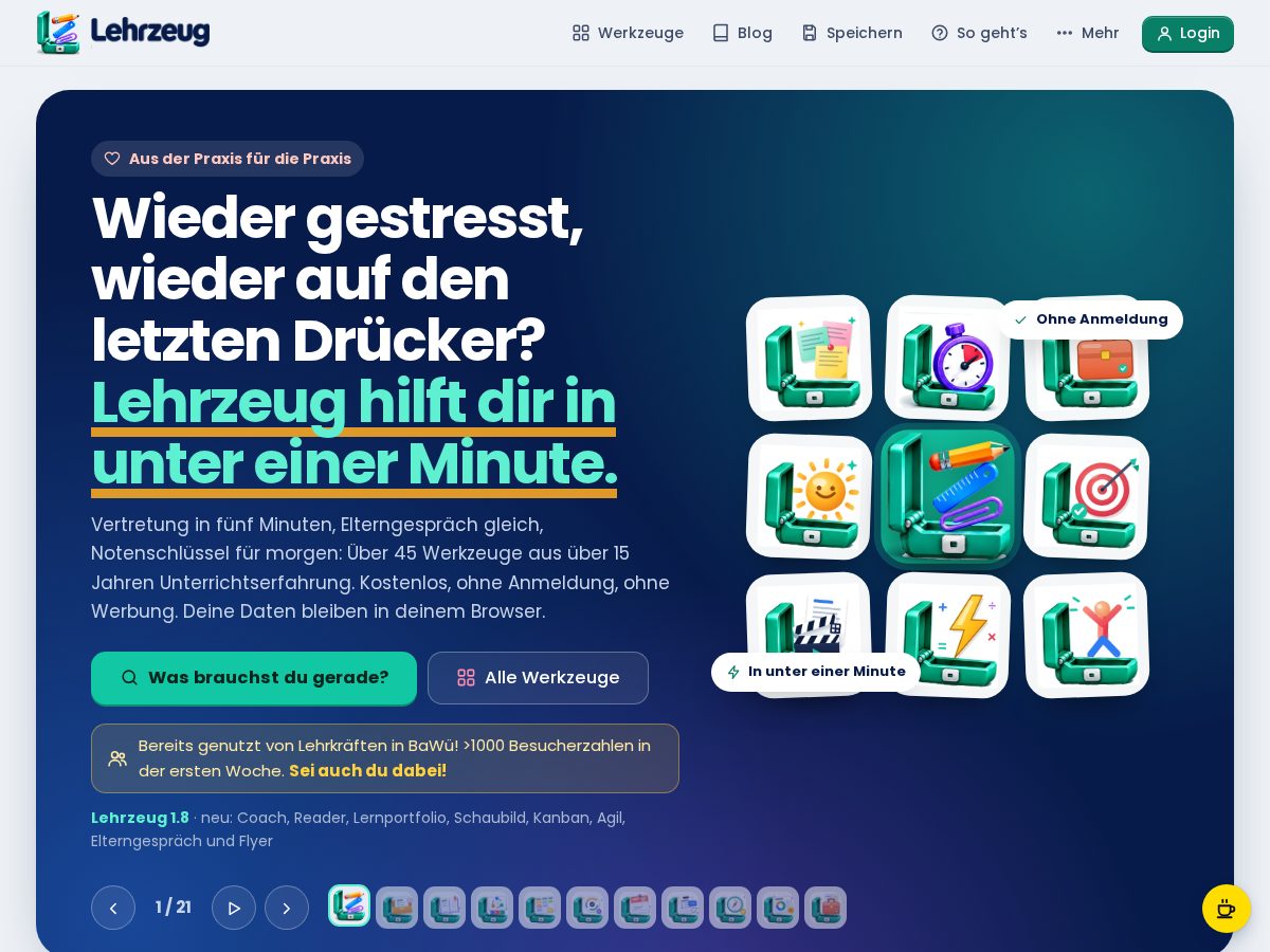 Landing-page snapshot of lehrzeug.org