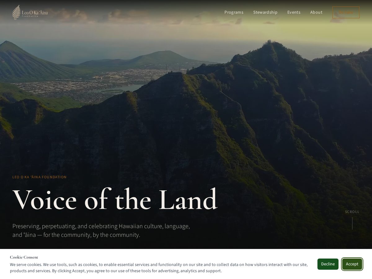 Landing-page snapshot of leookaainafoundation.org
