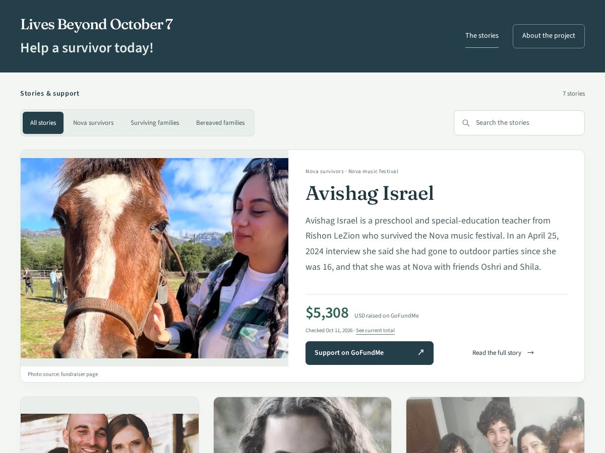 Landing-page snapshot of livesbeyondoctober7.org