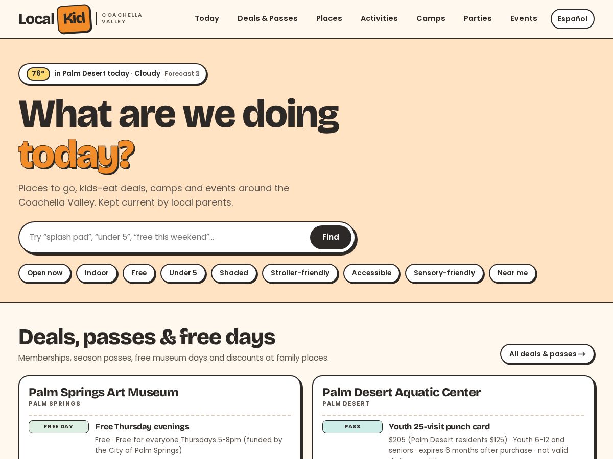 Landing-page snapshot of localkid.fun