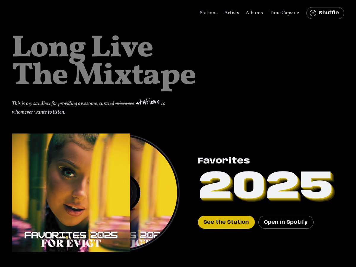 Landing-page snapshot of longlivethemixtape.net