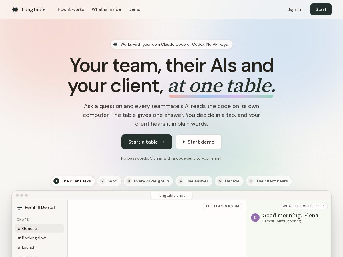 Landing-page snapshot of longtable.chat