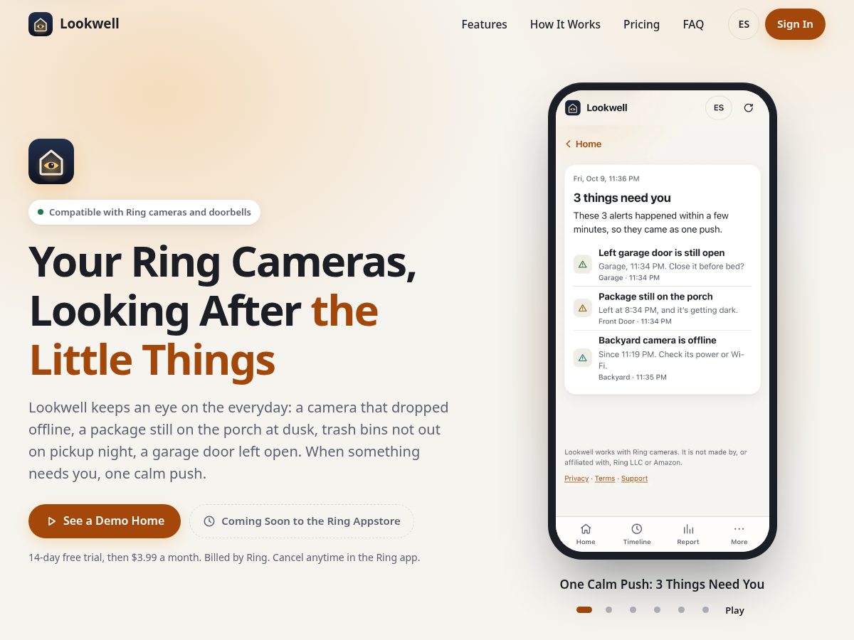 Landing-page snapshot of lookwell.app