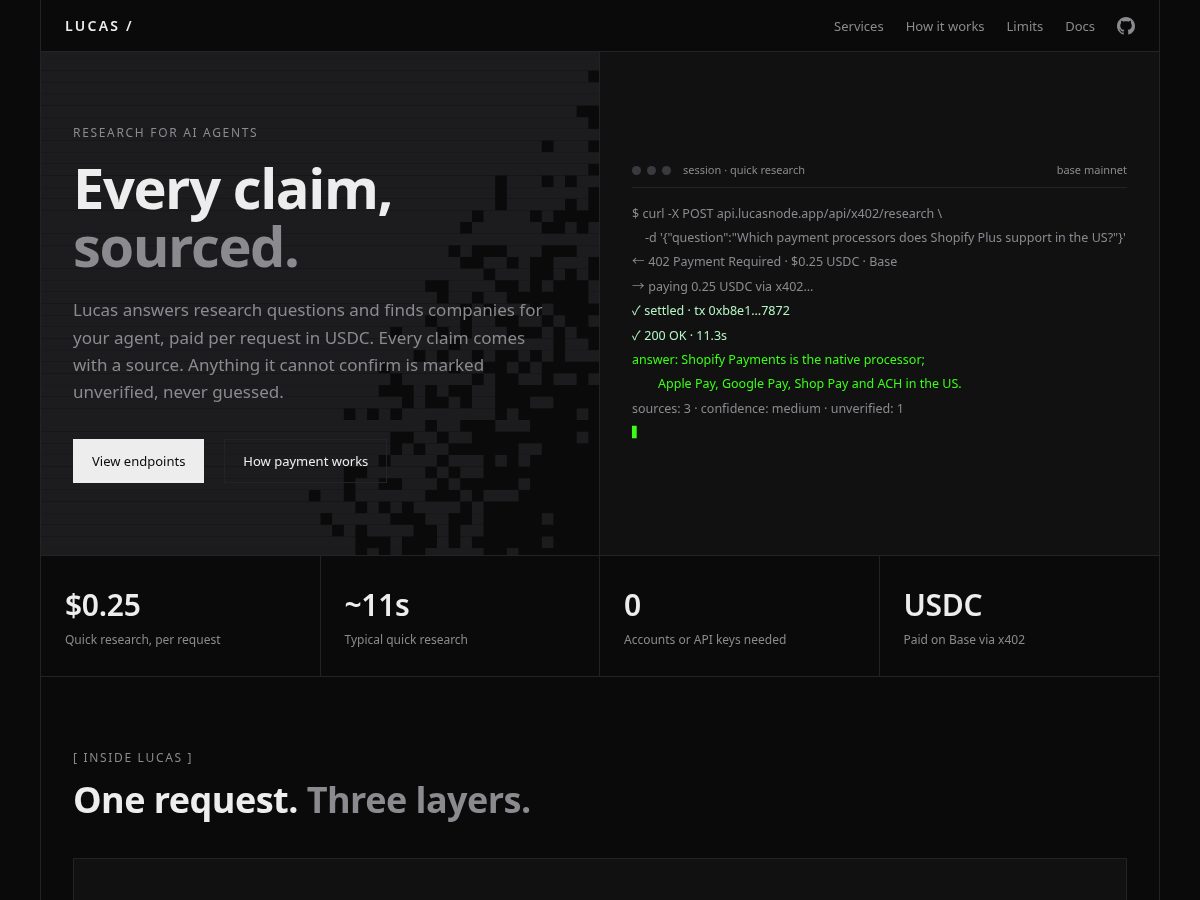 Landing-page snapshot of lucasnode.app