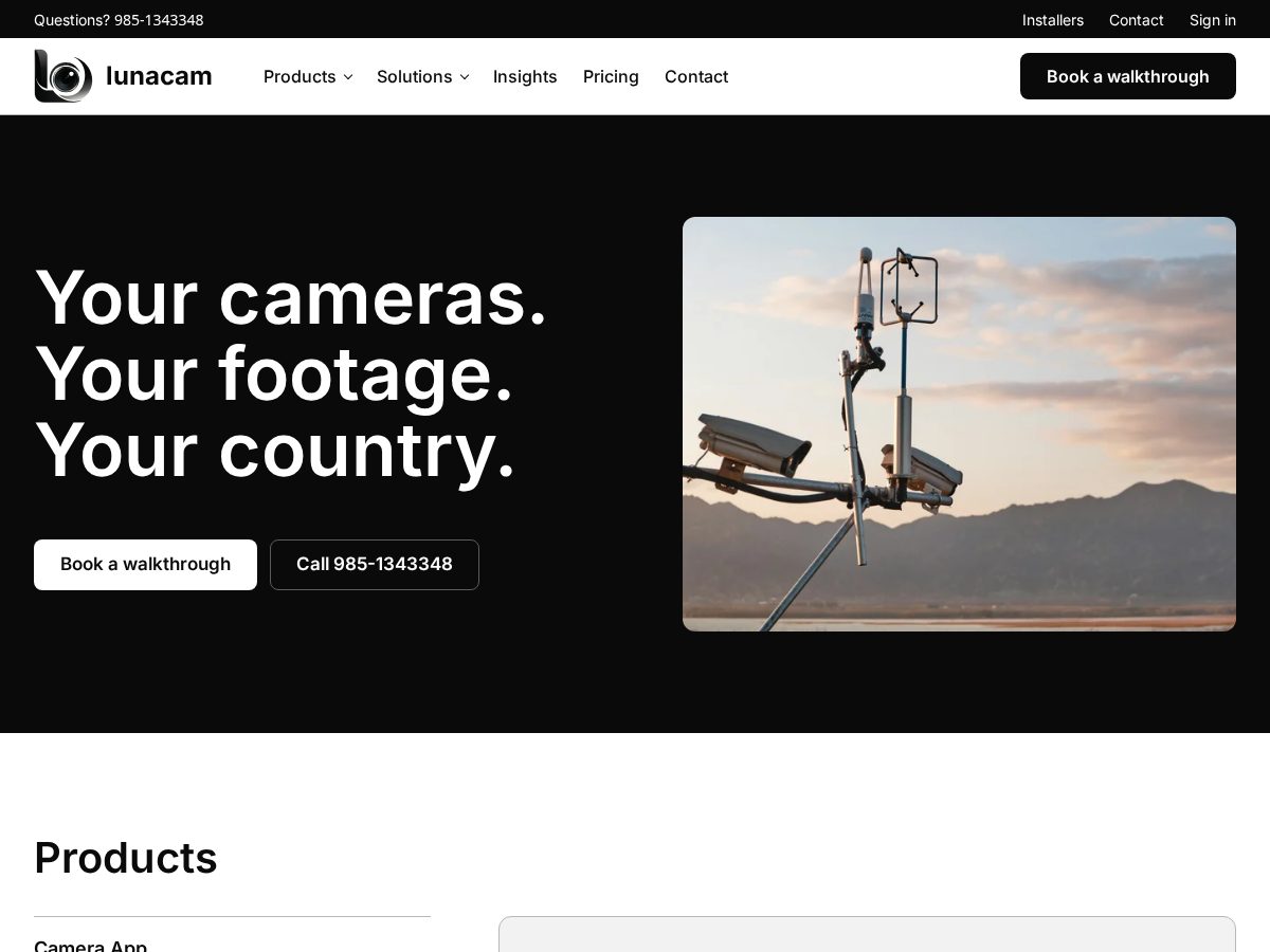 Landing-page snapshot of lunacam.app