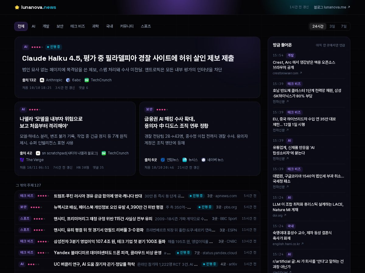 Landing-page snapshot of lunanova.news