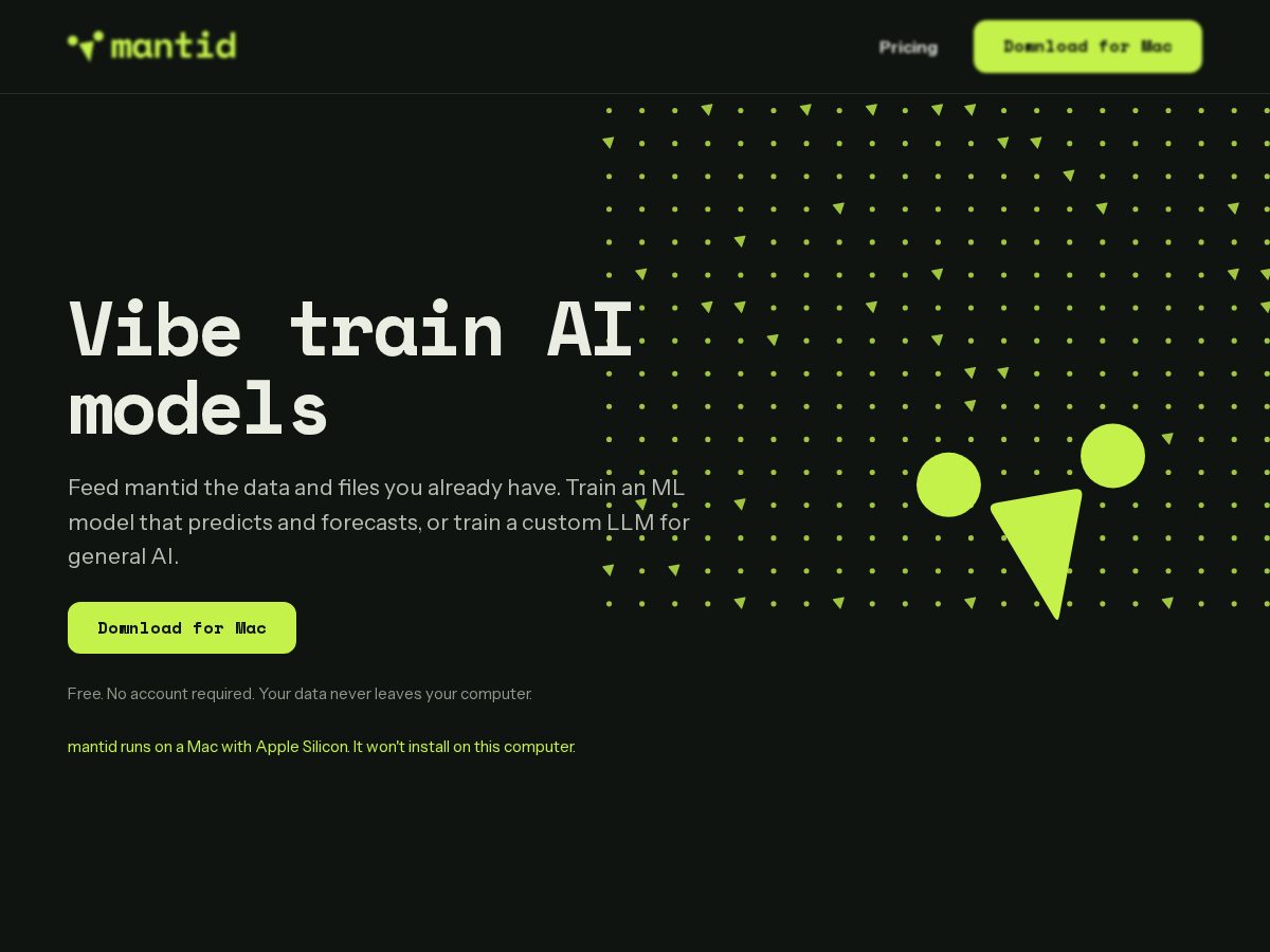 Landing-page snapshot of mantid.dev