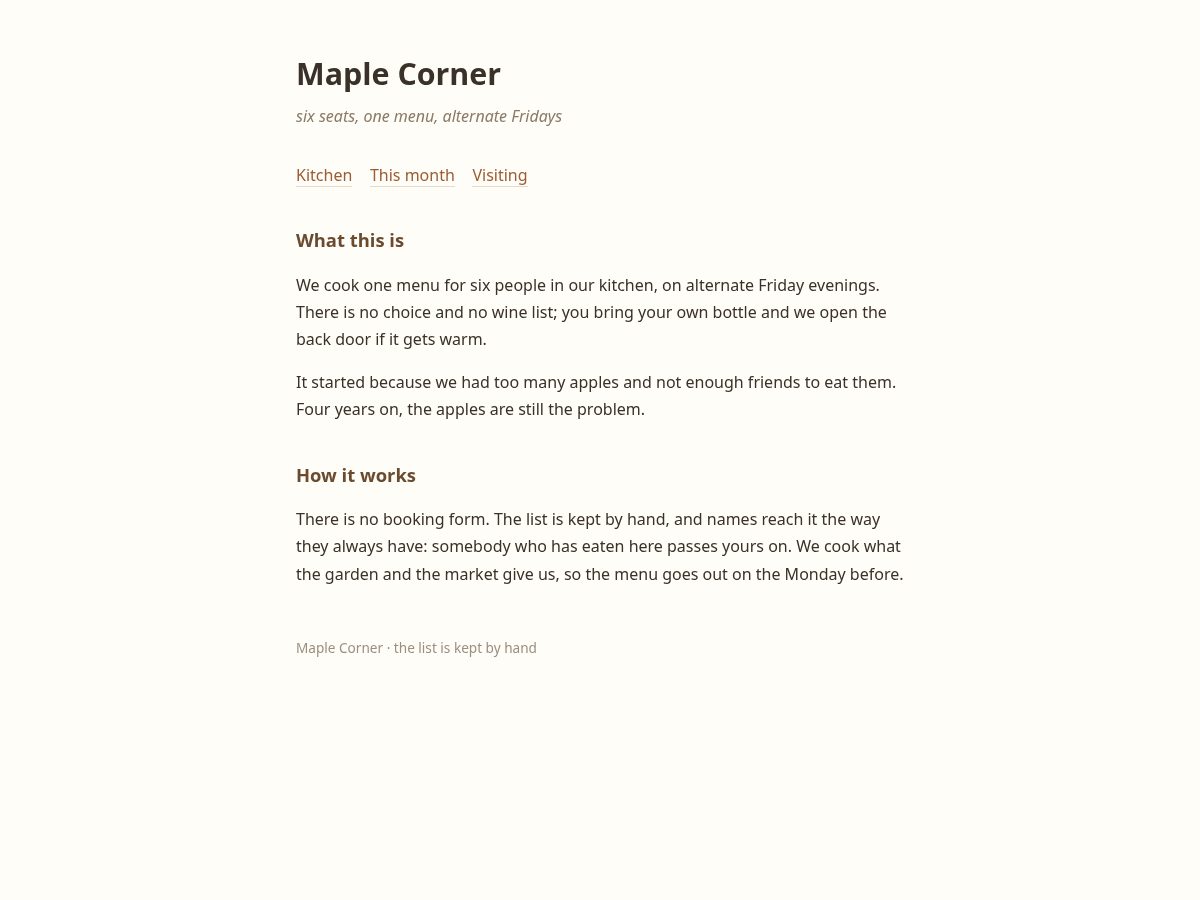 Landing-page snapshot of maplecorner.fun