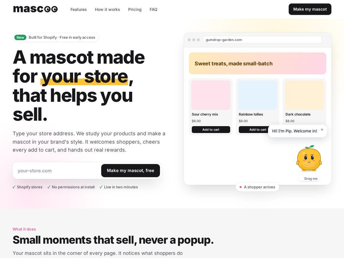 Landing-page snapshot of mascoo.app