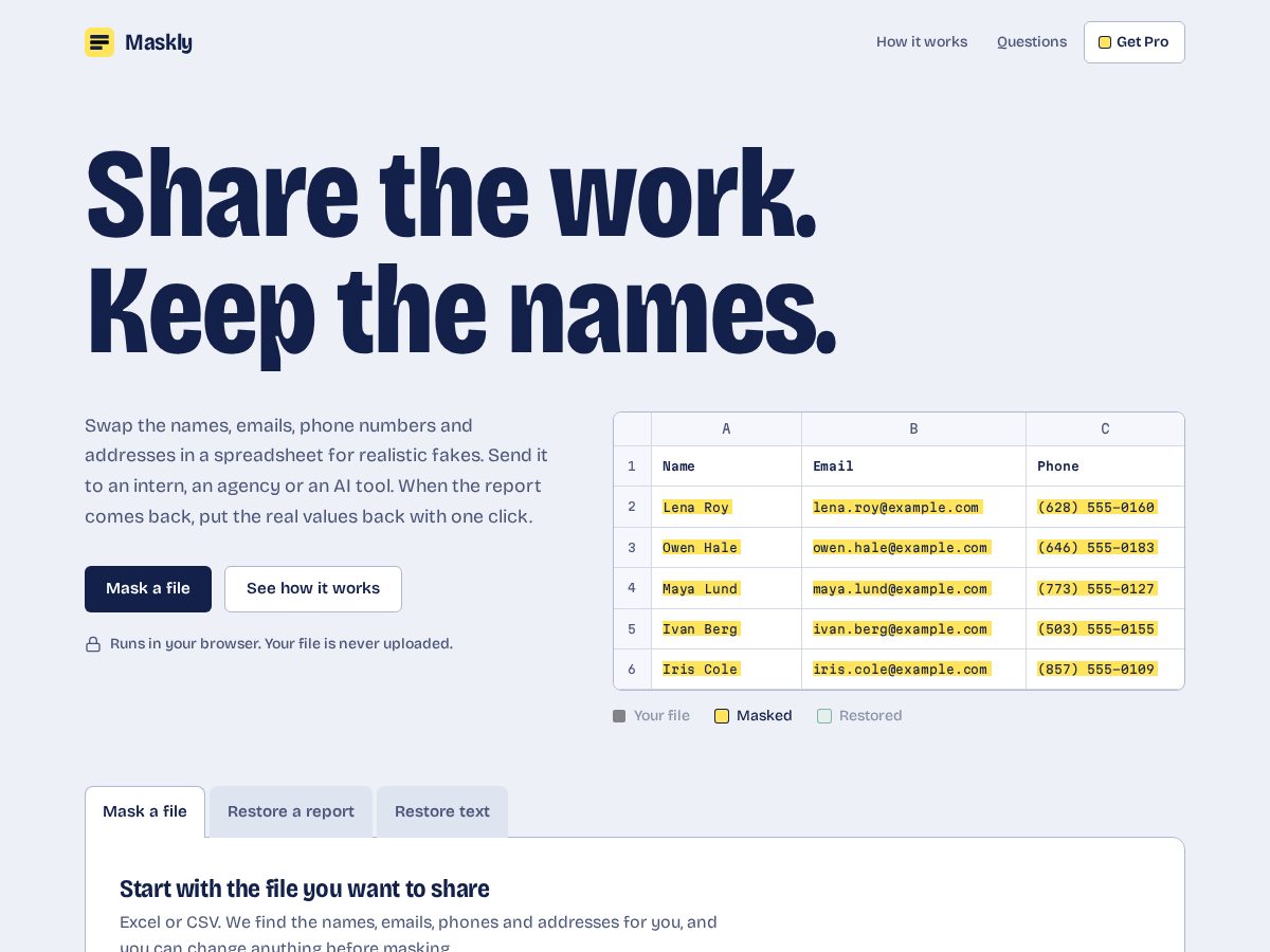 Landing-page snapshot of maskly.app