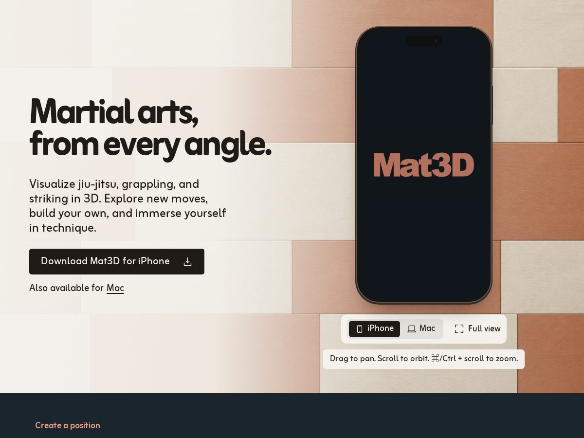 Landing-page snapshot of mat3d.app