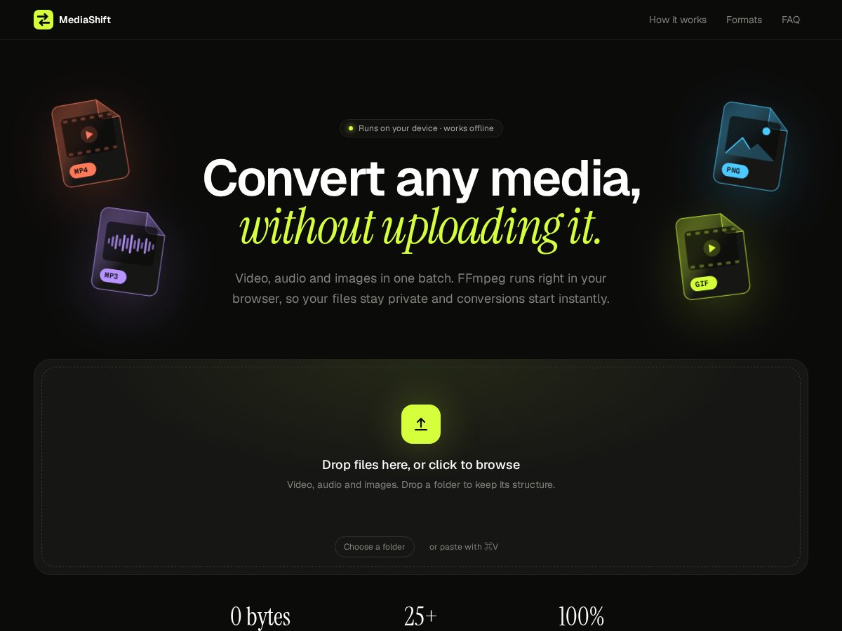 Landing-page snapshot of mediashift.app