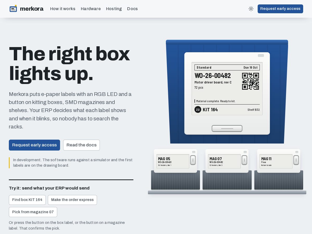 Landing-page snapshot of merkora.dev