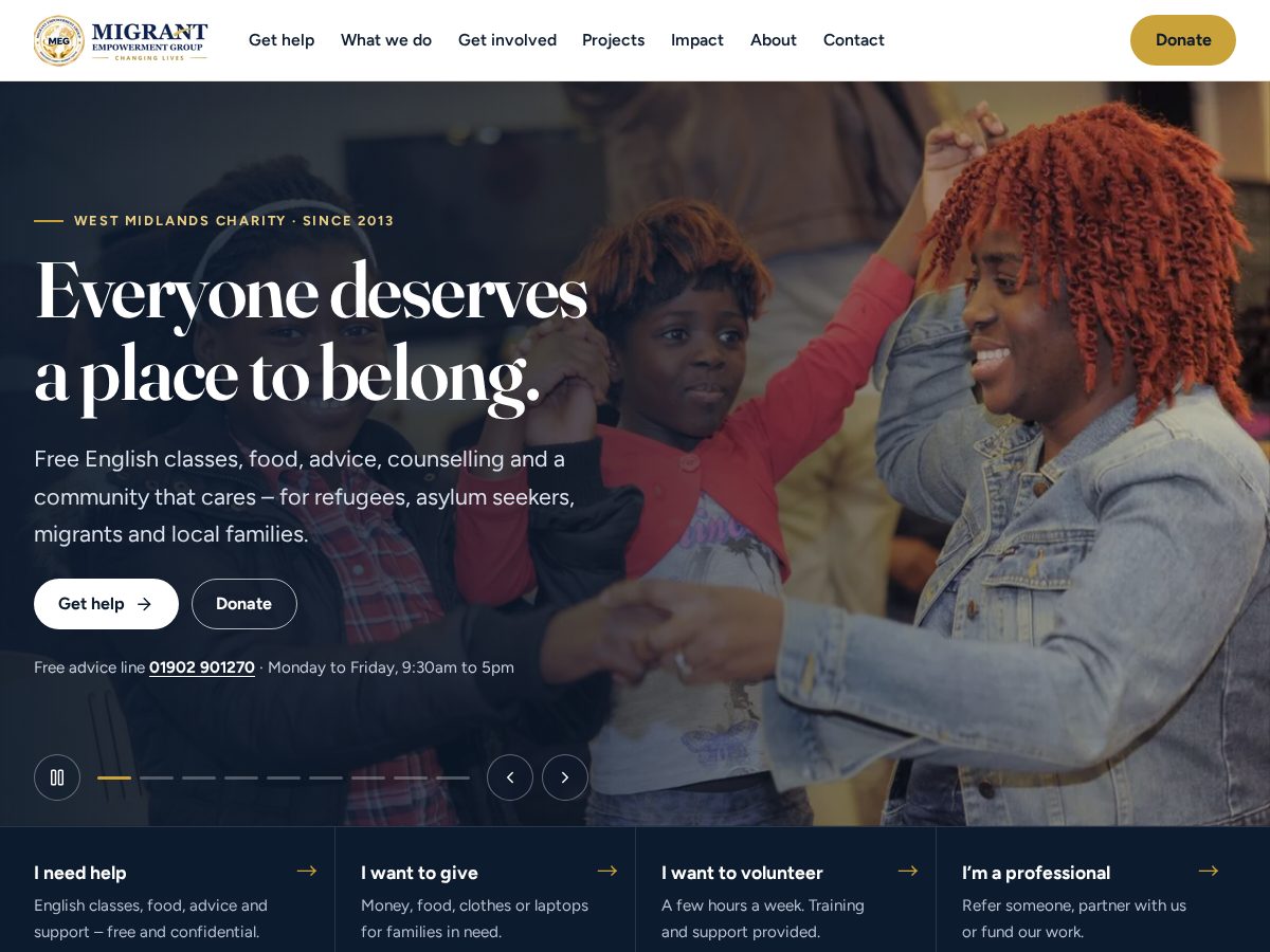 Landing-page snapshot of migrantempowerment.org