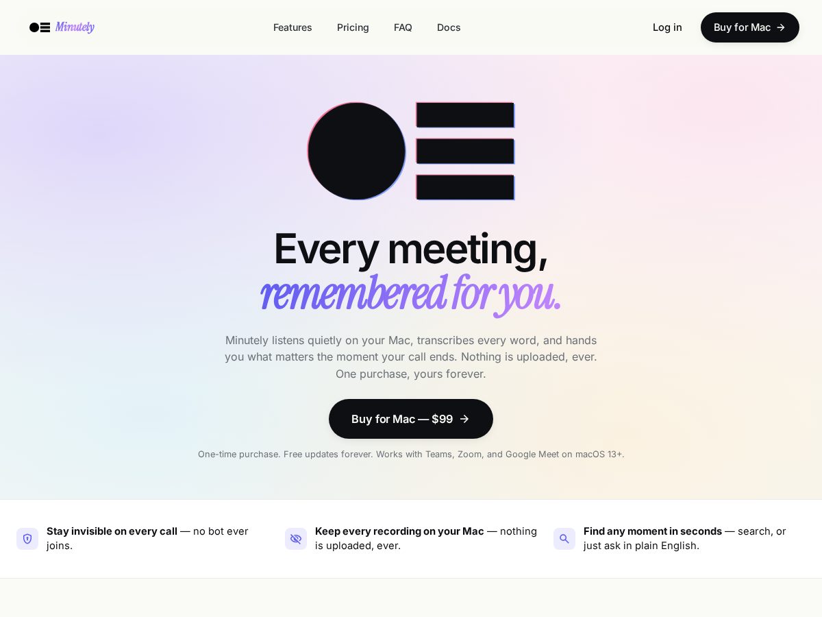 Landing-page snapshot of minutely.world