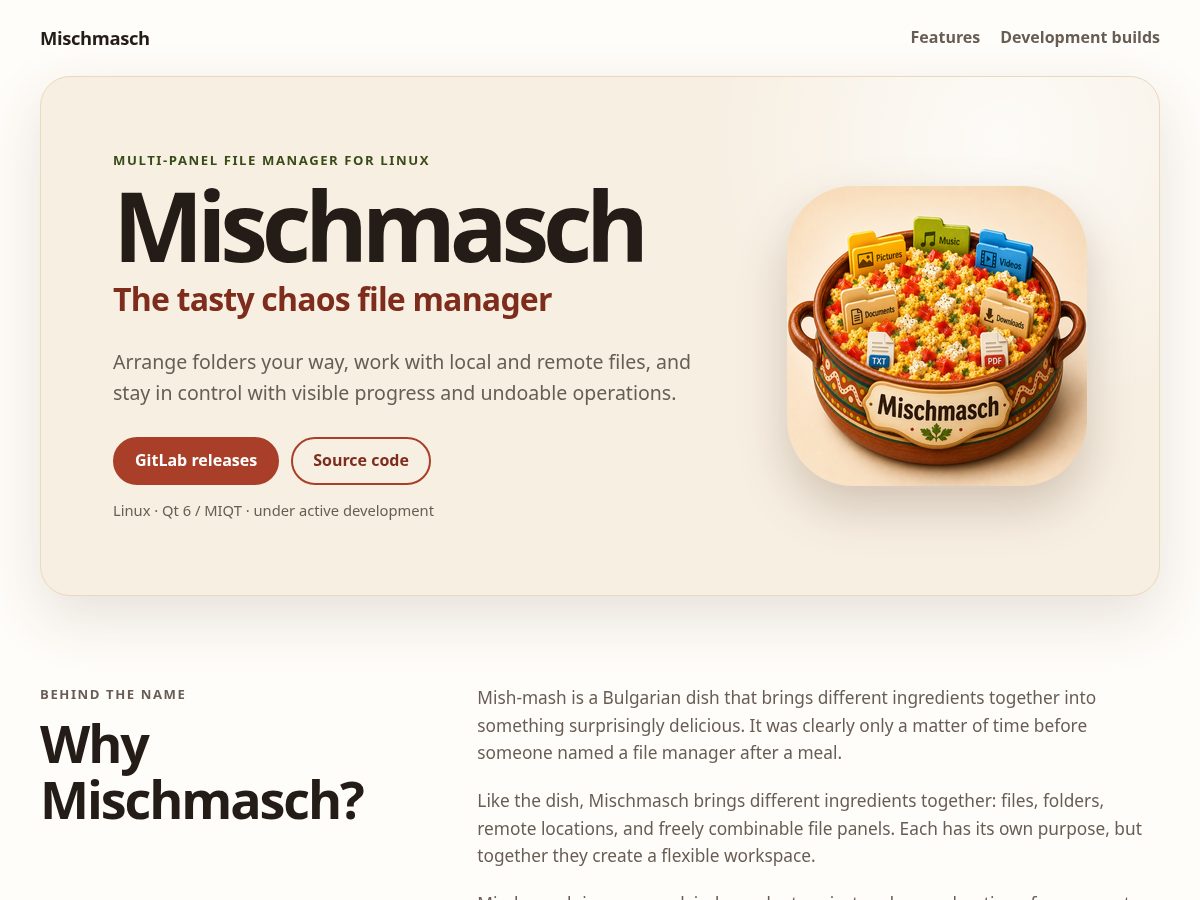 Landing-page snapshot of mischmasch.app