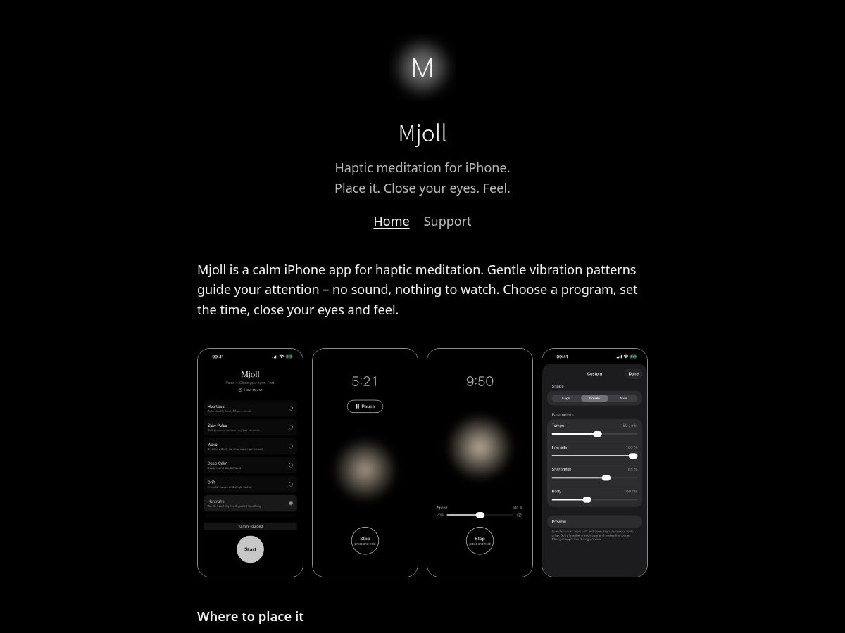 Landing-page snapshot of mjoll.app