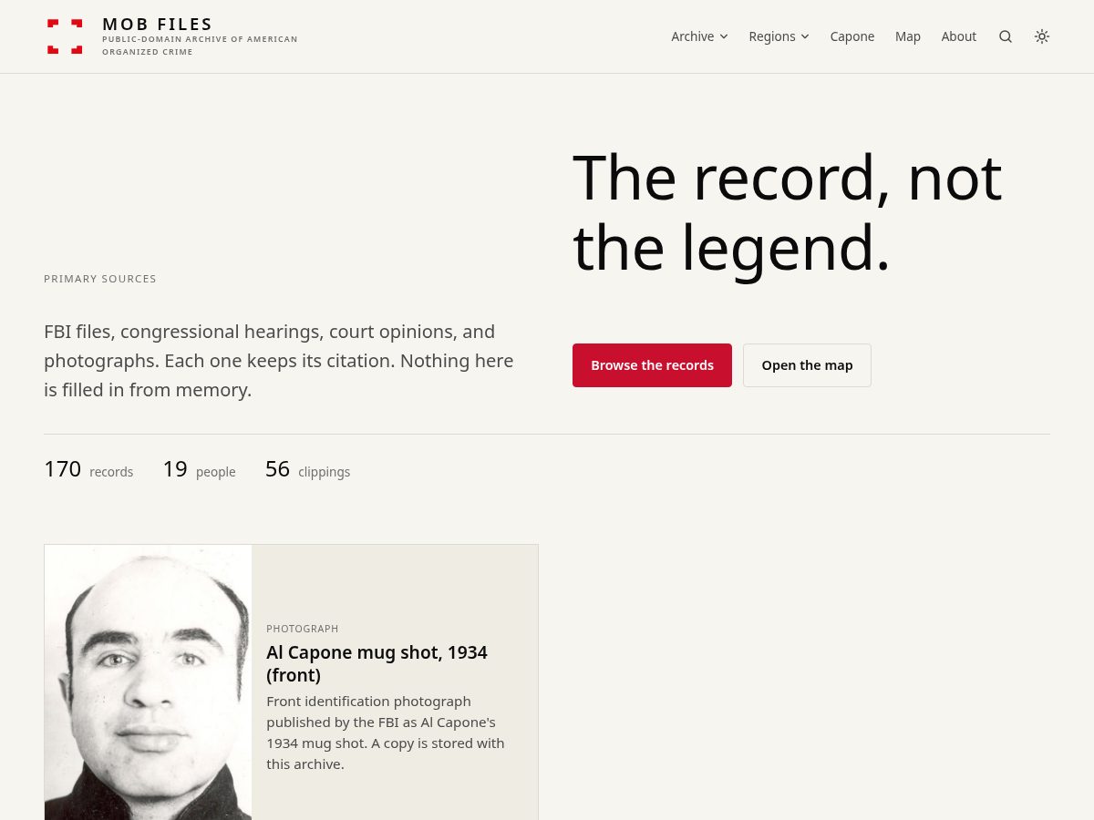Landing-page snapshot of mobfiles.org