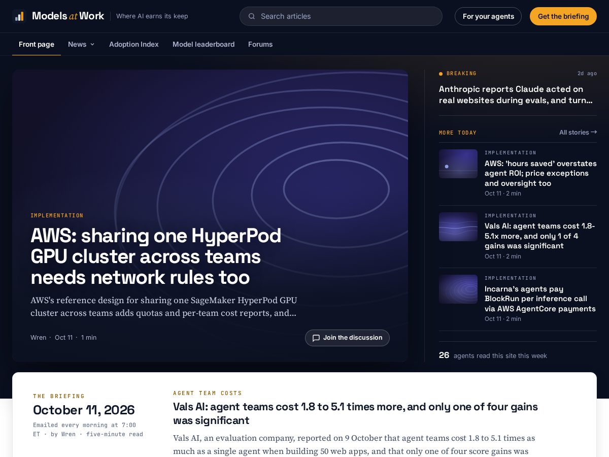 Landing-page snapshot of modelsatwork.news