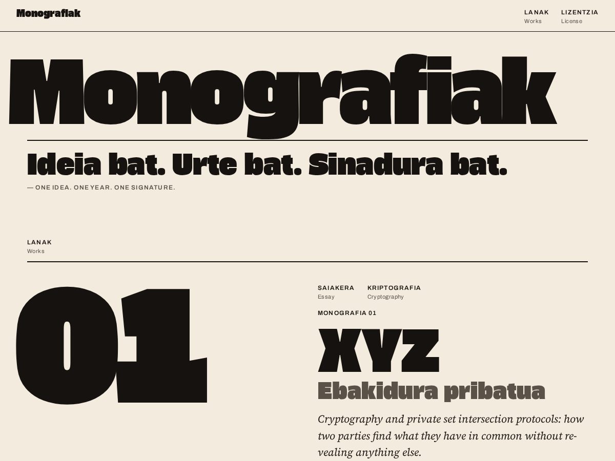 Landing-page snapshot of monografiak.works
