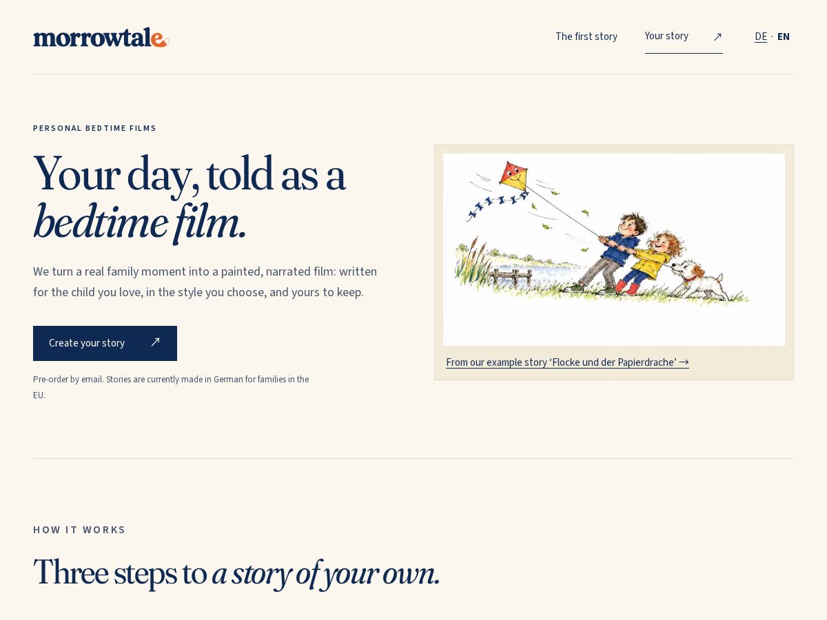 Landing-page snapshot of morrowtale.app