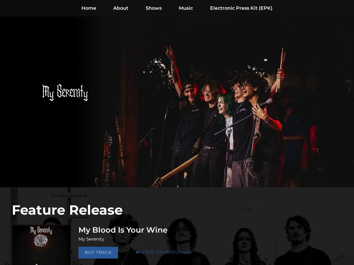 Landing-page snapshot of myserenity.band