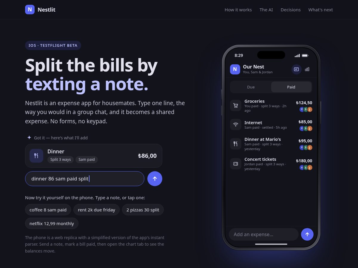 Landing-page snapshot of nestlit.app