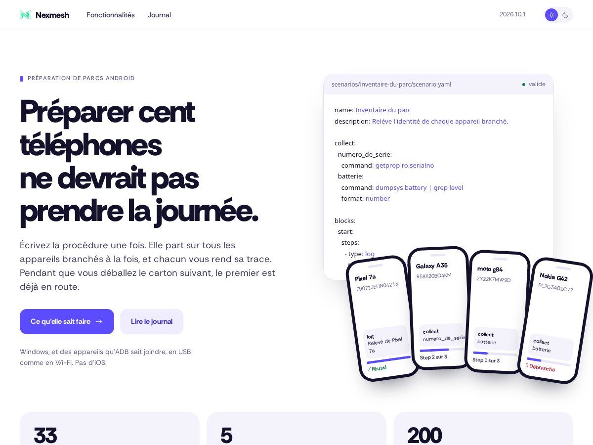 Landing-page snapshot of nexmesh.dev