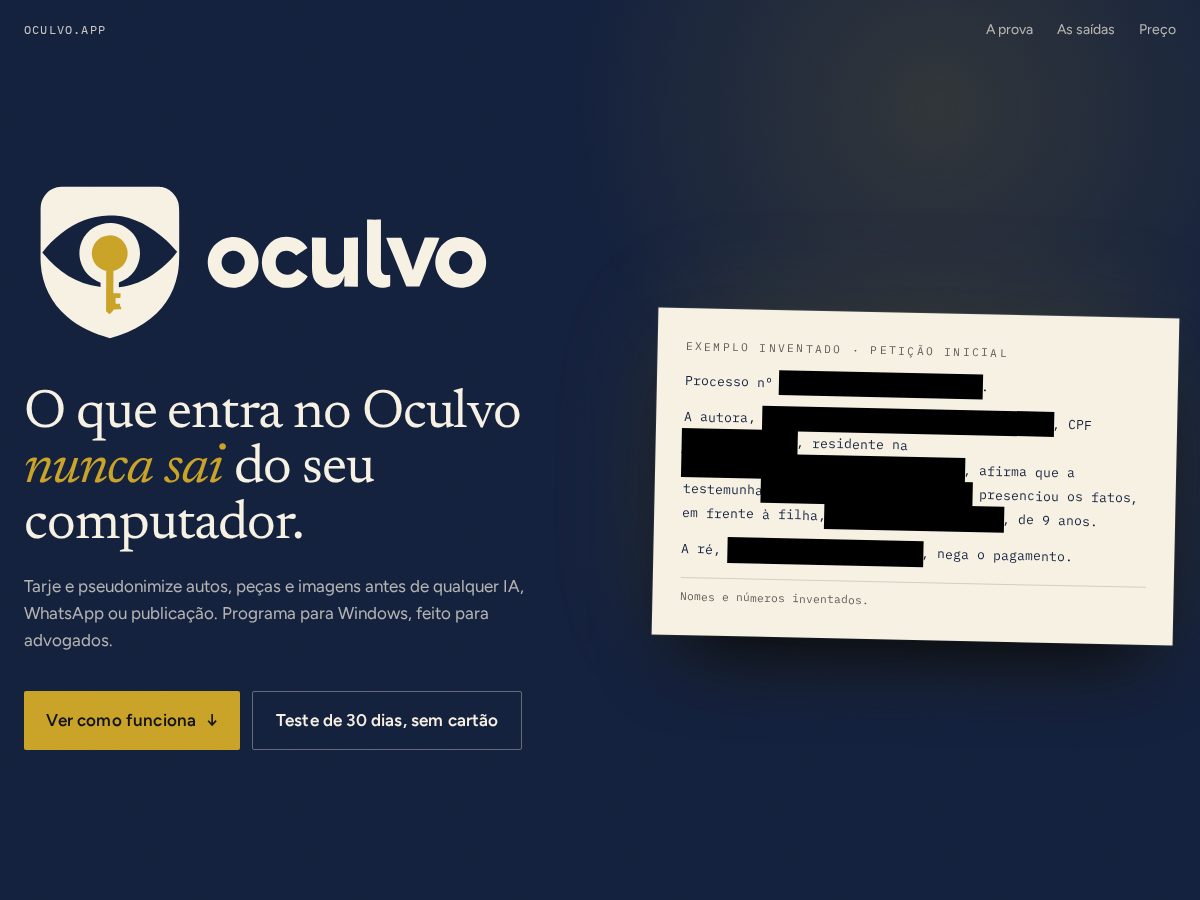 Landing-page snapshot of oculvo.app