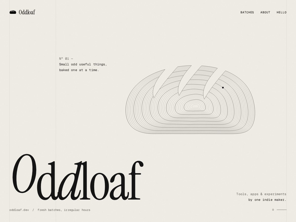 Landing-page snapshot of oddloaf.dev