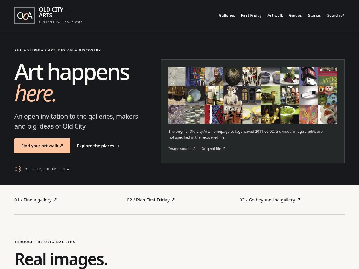 Landing-page snapshot of oldcityarts.org