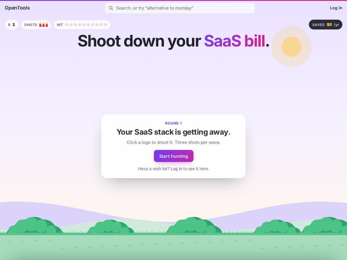 Landing-page snapshot of opentools.live