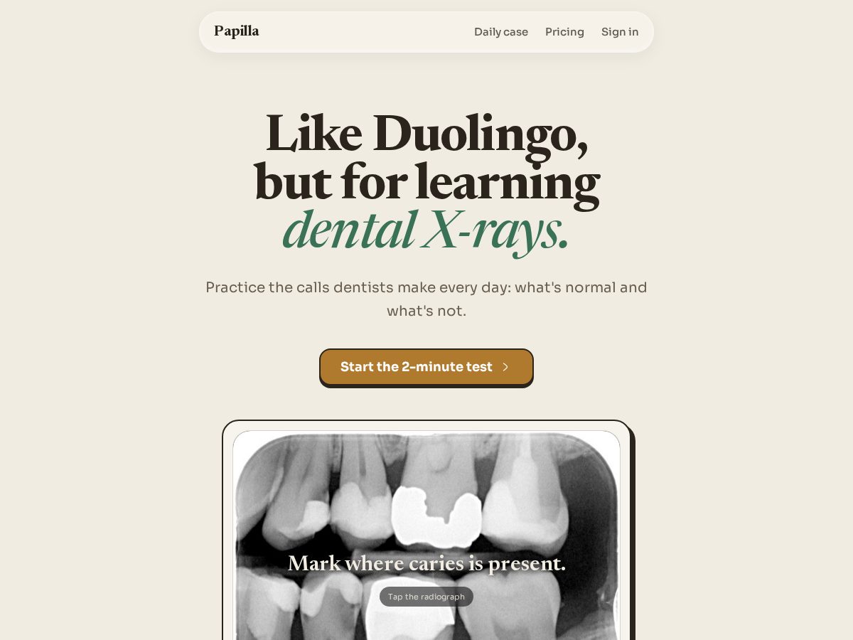 Landing-page snapshot of papilla.org