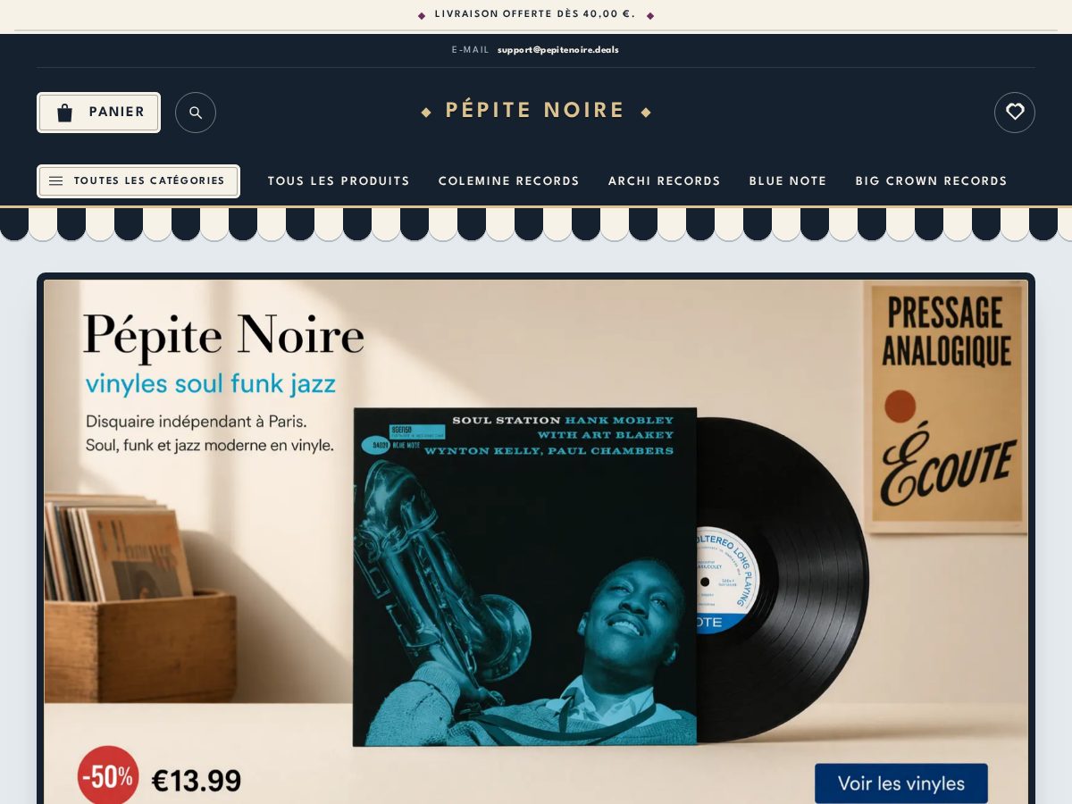 Landing-page snapshot of pepitenoire.deals