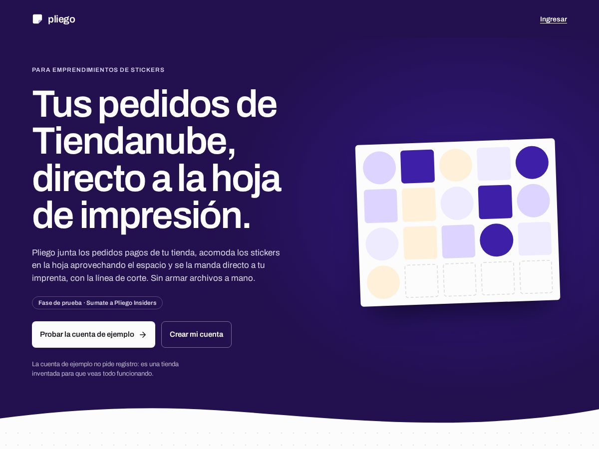 Landing-page snapshot of pliego.digital
