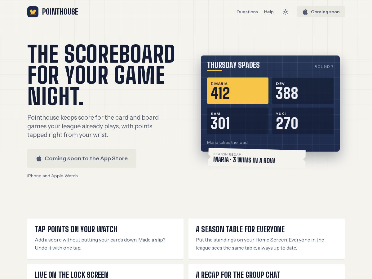 Landing-page snapshot of pointhouse.app