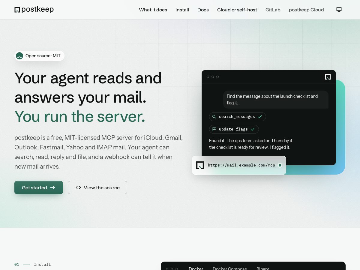 Landing-page snapshot of postkeep.dev